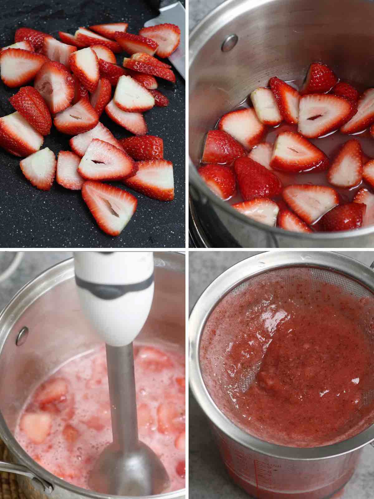Strawberry Hennessy Recipe Step 1 photo collage.