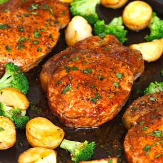 Baked Boneless Pork Chops are one of the easiest pork chop recipes. They’re tender, juicy, and full of flavor.