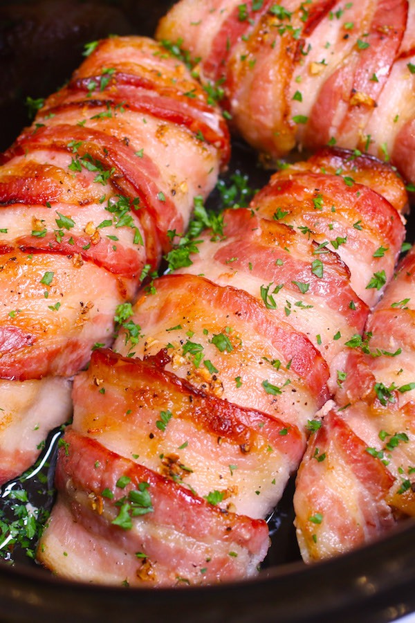 Slow cooker bacon wrapped chicken
