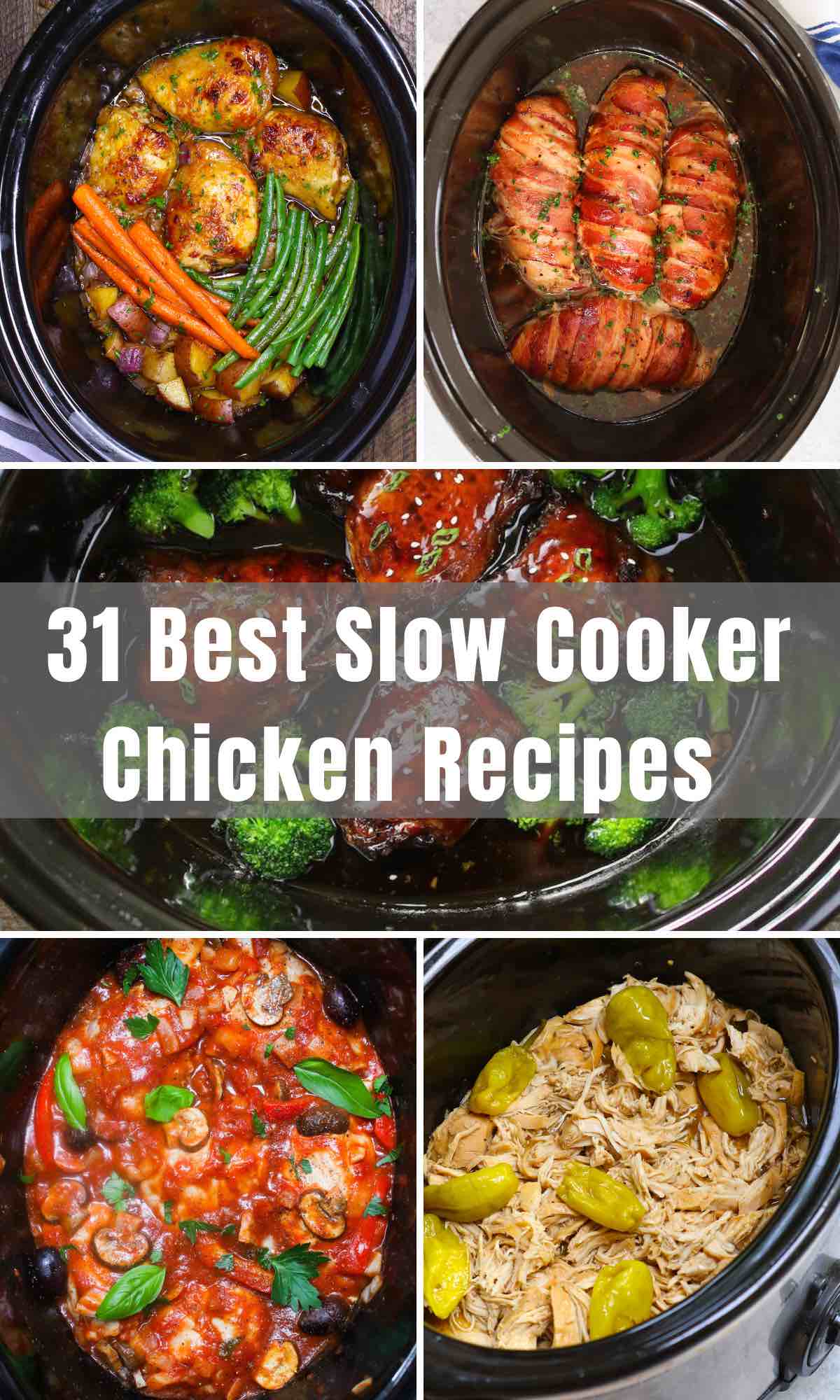 The crockpot is so versatile and you can rely on it for making all your favorite Slow Cooker Chicken Recipes! We’ll delve into the chicken breasts, chicken thighs, whole chicken, healthy, and popular chicken recipes…easily cooked in a slow cooker!