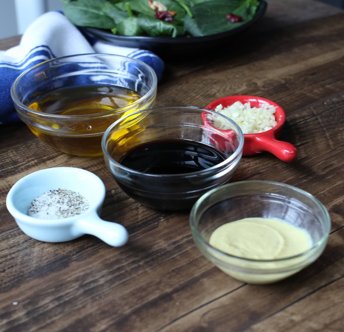 vinaigrette ingredients on the counter
