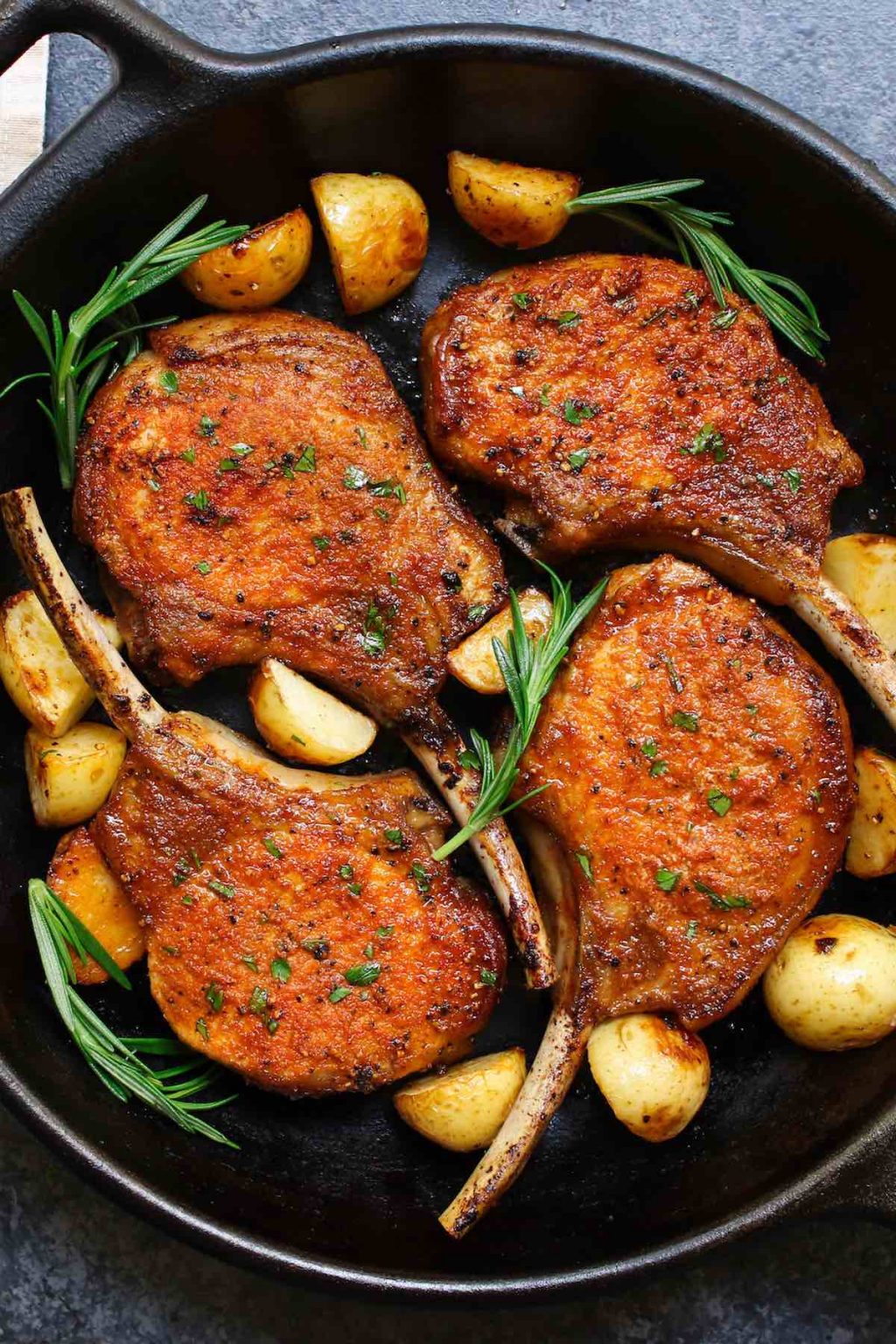 oven baked pork chops in cast iron skillet