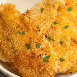 Crispy and crunchy oven baked chicken cutlets are my favorite way to cook chicken cutlets. This restaurant-quality recipe is so easy to make and popular with kids and adults!