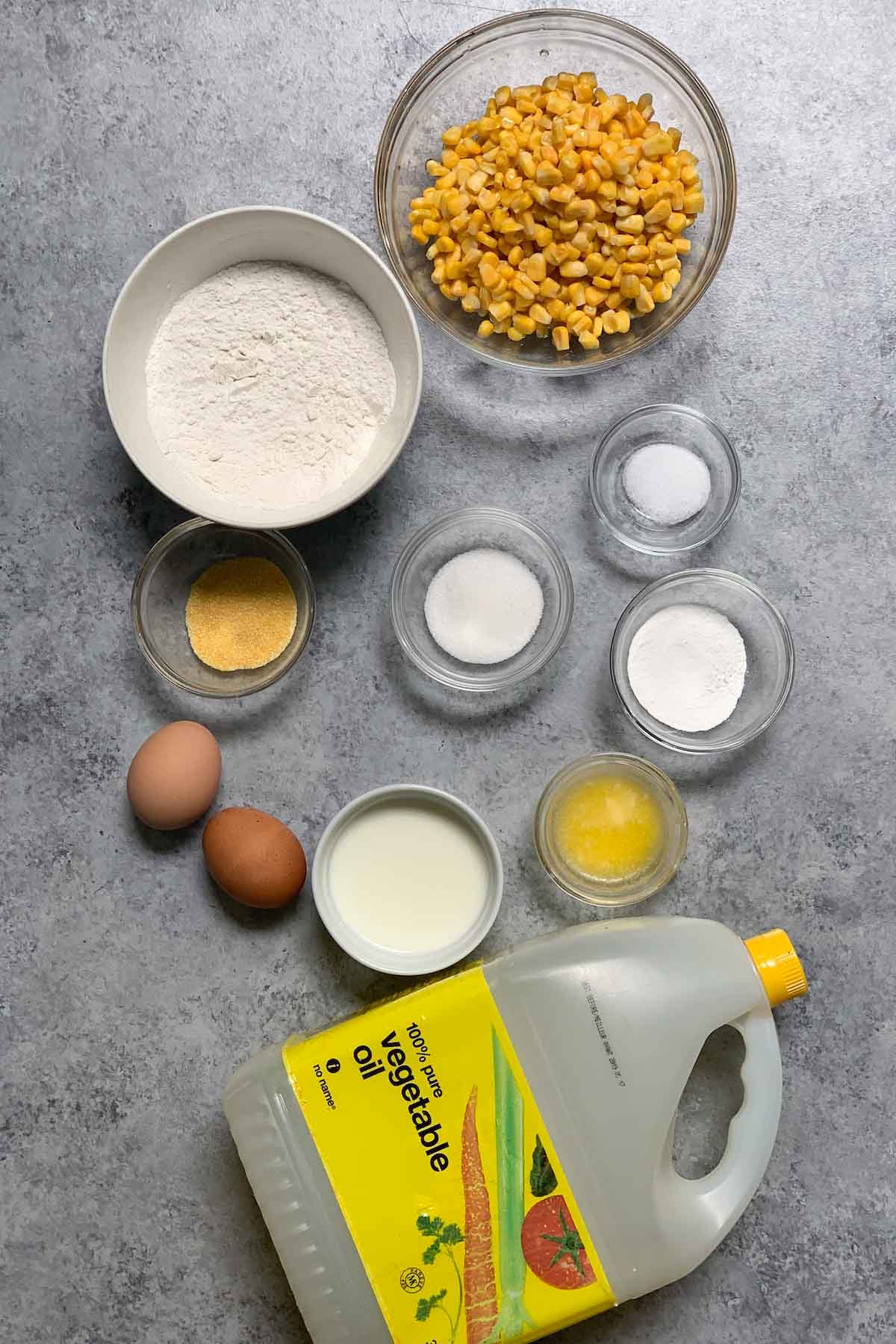 Corn Nuggets ingredients on the counter.