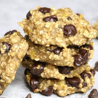 These healthy Banana Oatmeal Cookies are made with only 3 ingredients: banana, oats, and chocolate chips. This recipe is so easy to make and is one of our favorite healthy cookie recipes.