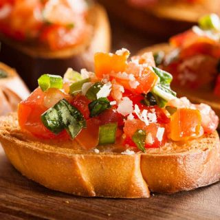 Bruschetta is one of the most popular Italian Appetizers that are easy to make at home. It’s fresh and flavorful, better than the one you ordered at an Italian restaurant!