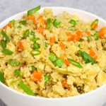 This microwave cauliflower rice is light, fluffy, and full of flavor. It’s one of my favorite light dinner recipes and take a few minutes to make.