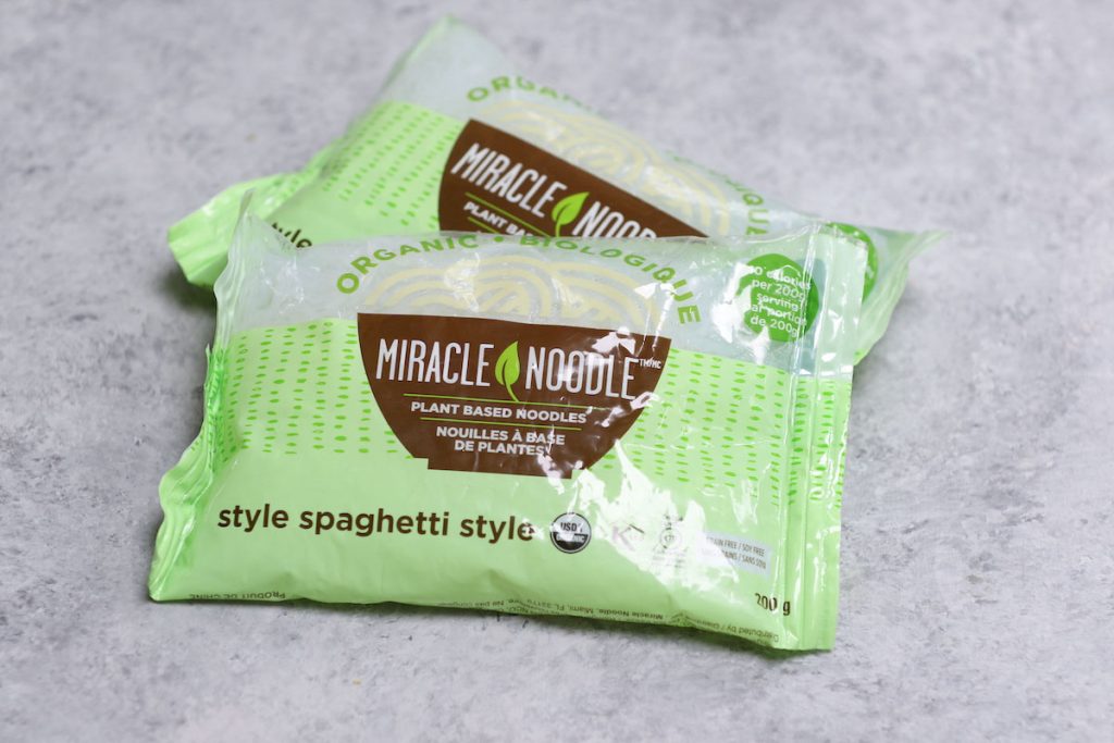 Close up of miracle noodles in package