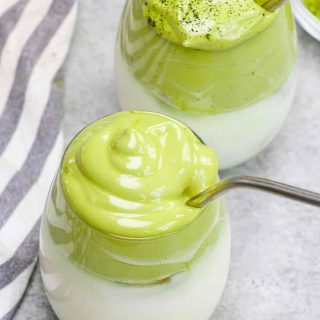 Dalgona Matcha is creamy, fluffy, and so delicious. It’s one of my favorite Korean desserts and takes about 5 minutes to make.