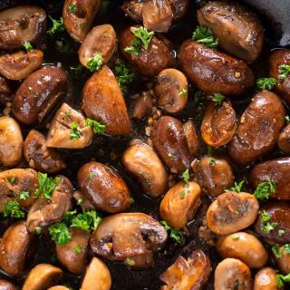 These sautéed garlic mushrooms take 10 minutes to make and this dish goes with almost anything. It’s one of our favorite mushroom recipes and is so flavorful!