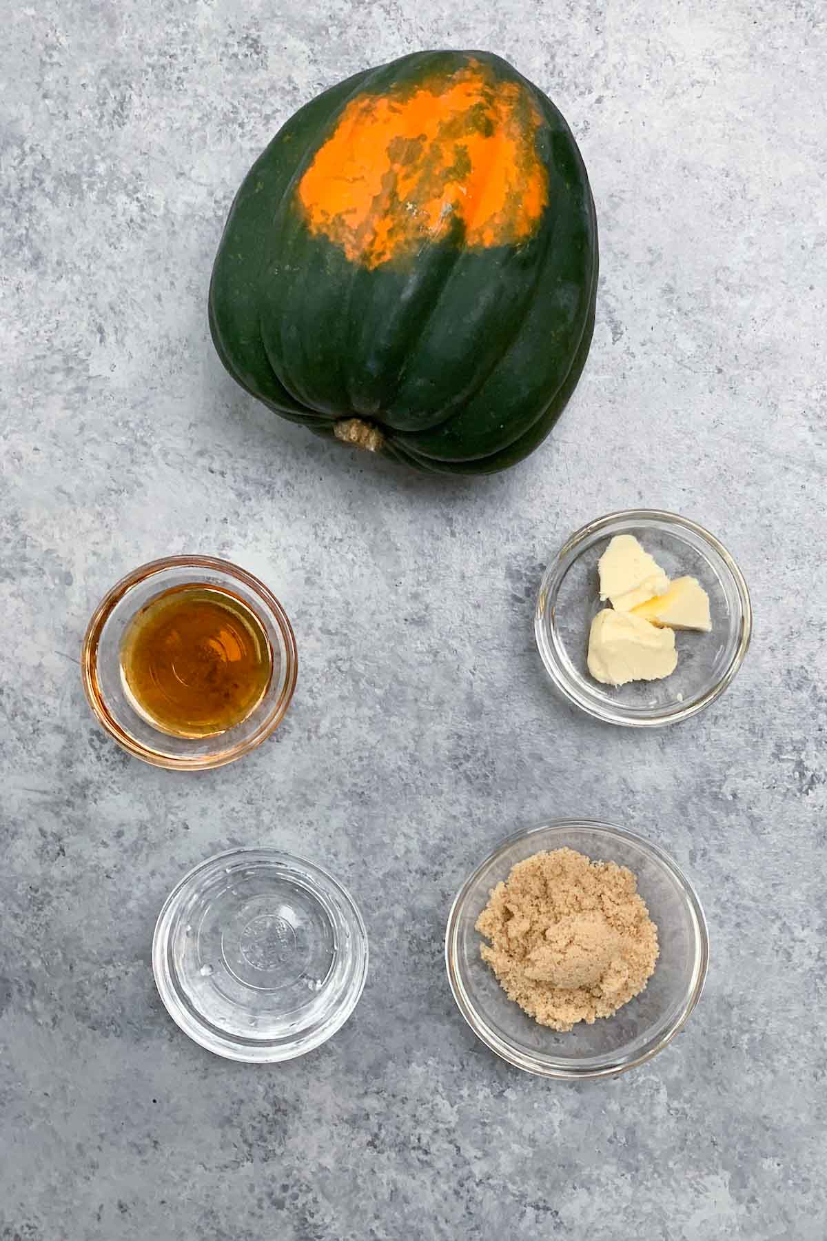 Microwave Acorn Squash ingredients on the counter