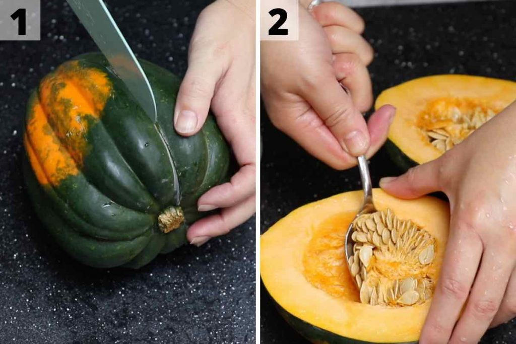 Microwave Acorn Squash process 1 and 2
