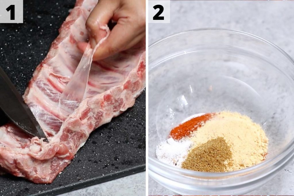 Pork Loin Back Ribs Process 1 and 2