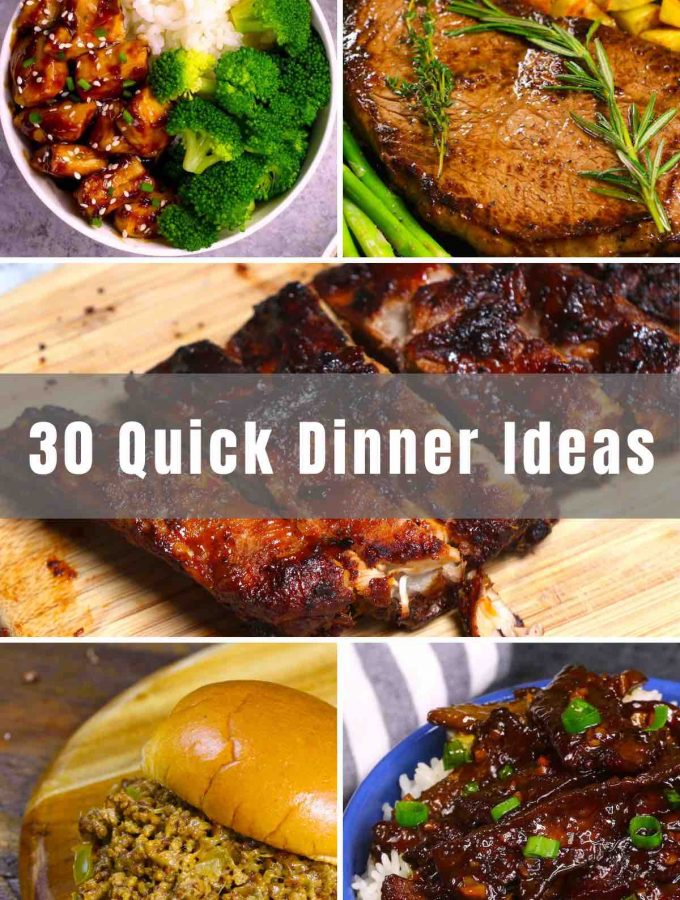 Whether you’re short on time, tired, or simply not in the mood to cook a big meal, these 30 Quick Dinner Ideas make it easy to enjoy a delicious meal on a busy weeknight. No more frozen pizza, ramen noodles, or restaurant take-out