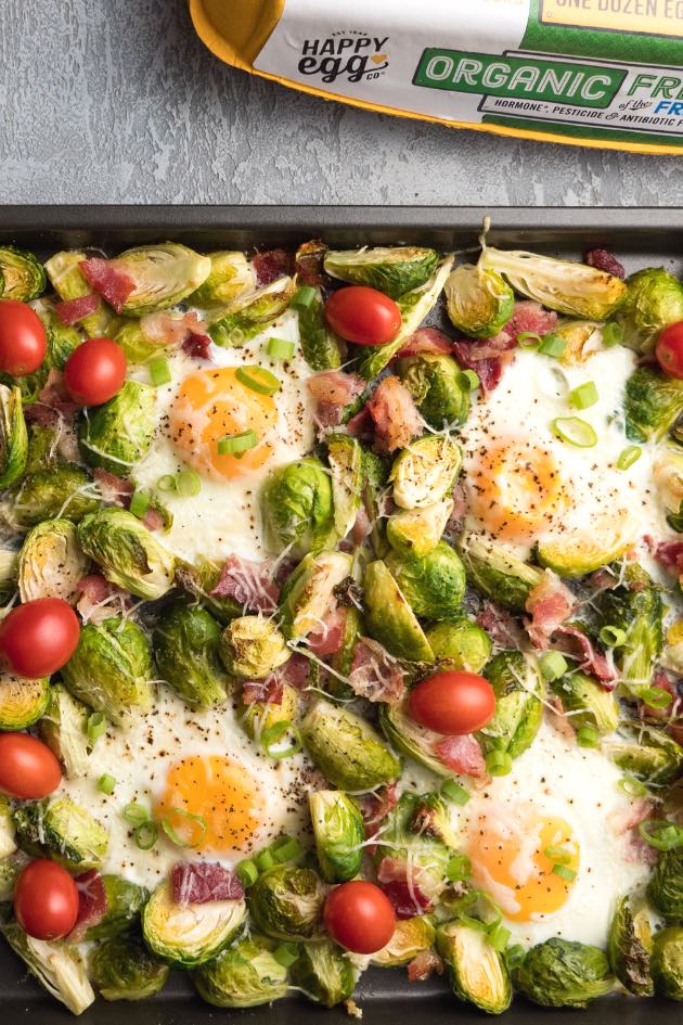 Sheet Pan Baked Eggs with Brussels Sprouts