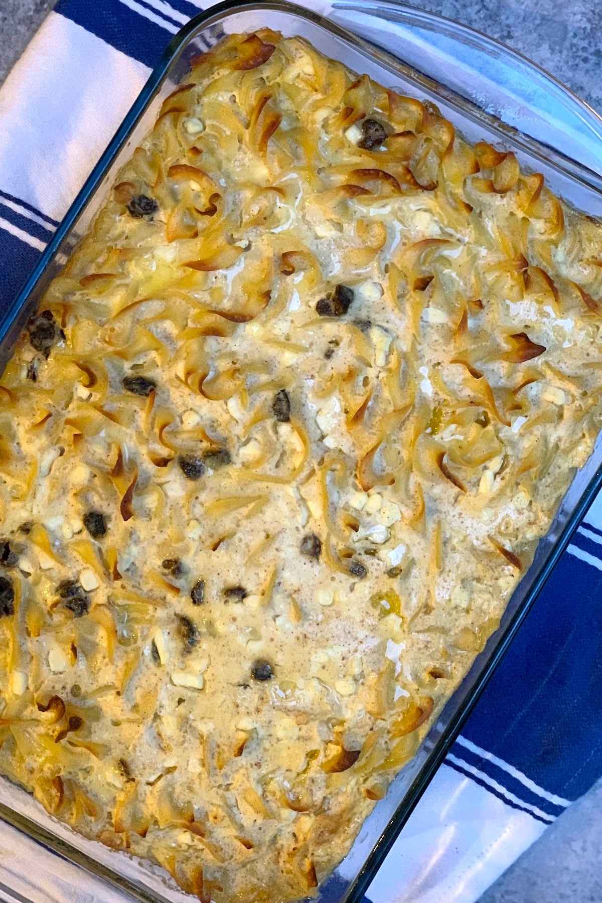 Kugel is a Jewish dish that’s made with noodles and is similar to a casserole. If you didn’t grow up enjoying this rich and hearty dish, you’re in for a treat. Perfect as a side dish, Noodle Kugel pairs well with meat, fish, and vegetables, or even can be enjoyed as a sweet treat for breakfast!