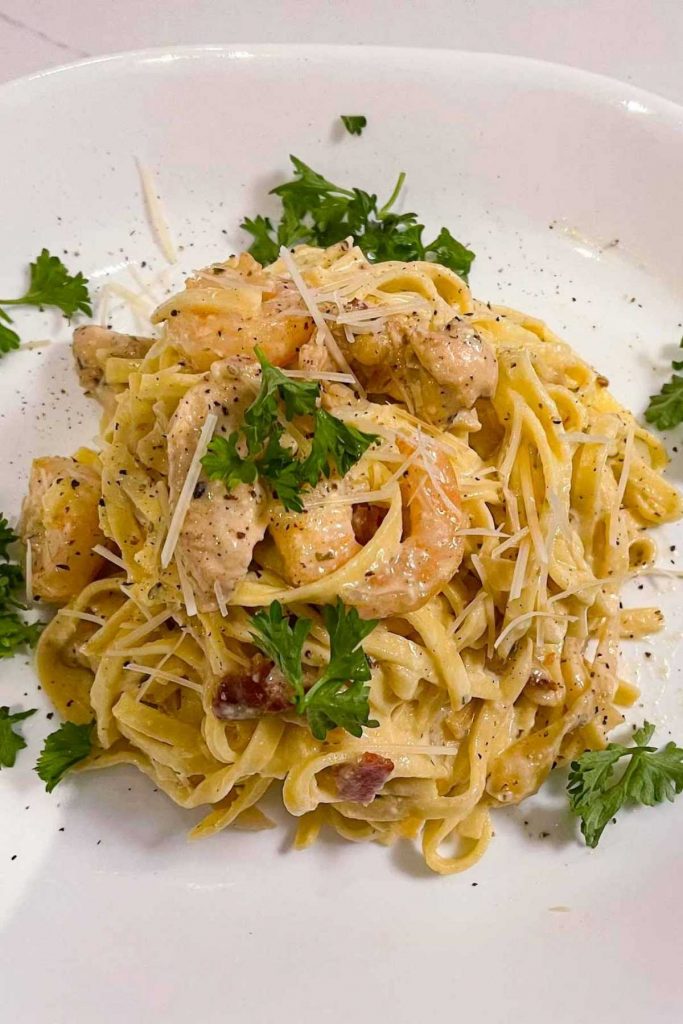 Chicken And Shrimp Carbonara