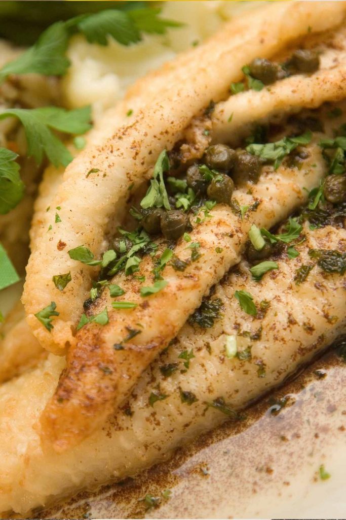 Baked Dover Sole with Lemon Garlic Butter Sauce 