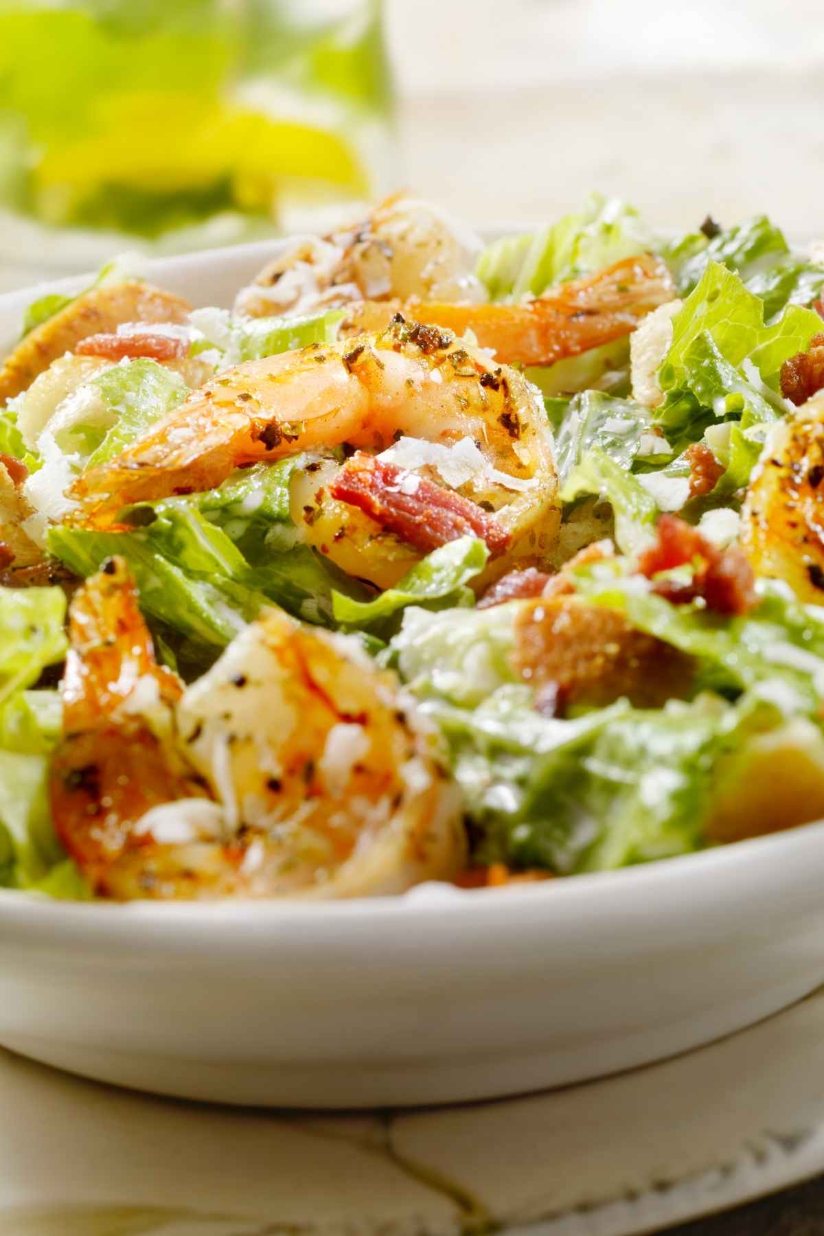 Shrimp Caesar Salad with Romaine Lettuce