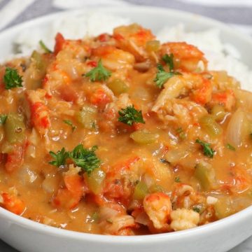 This Crawfish Etouffe is loaded with succulent crawfish tail meat spiced with Cajun seasonings, and simmered in a rich, buttery roux. Like gumbo and jambalaya, this Southern seafood delight originated in Louisiana, a region known for its flavorful cuisine.