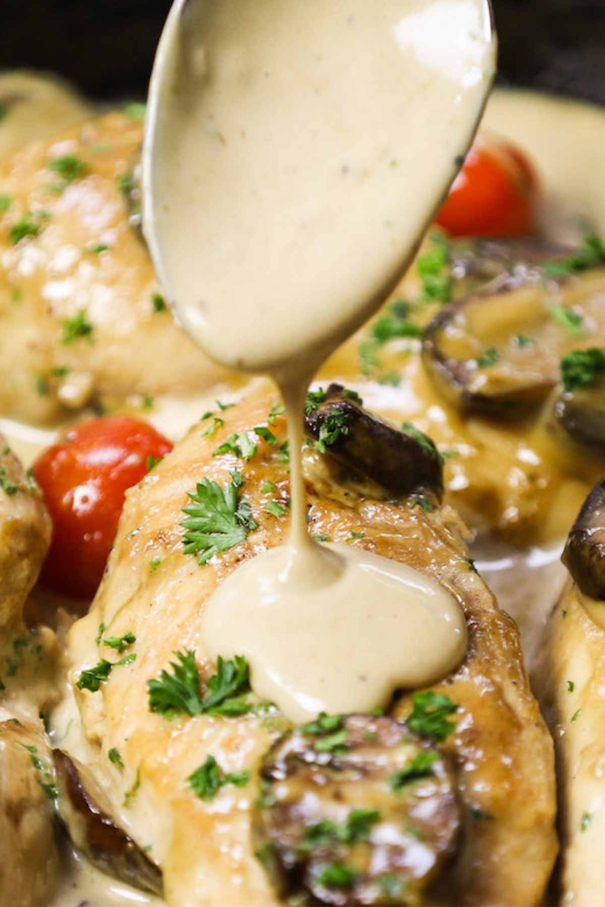 Cream of Mushroom Chicken is an easy weeknight meal with juicy chicken breasts in a creamy mushroom sauce! It’s ready to enjoy in just 35 minutes and everything is made from scratch.