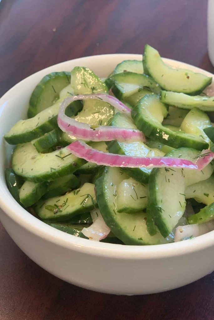 Old Fashioned Cucumbers and Onions in Vinegar are refreshing, flavorful, and refreshing. It comes together quickly and with just a few simple ingredients.