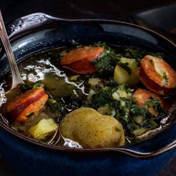 Caldo Verde is a simple but hearty soup from Portugal. It’s made with linguica, a smoked cured pork sausage flavored with paprika and garlic. It's a delicious and quick meal that is also comforting.