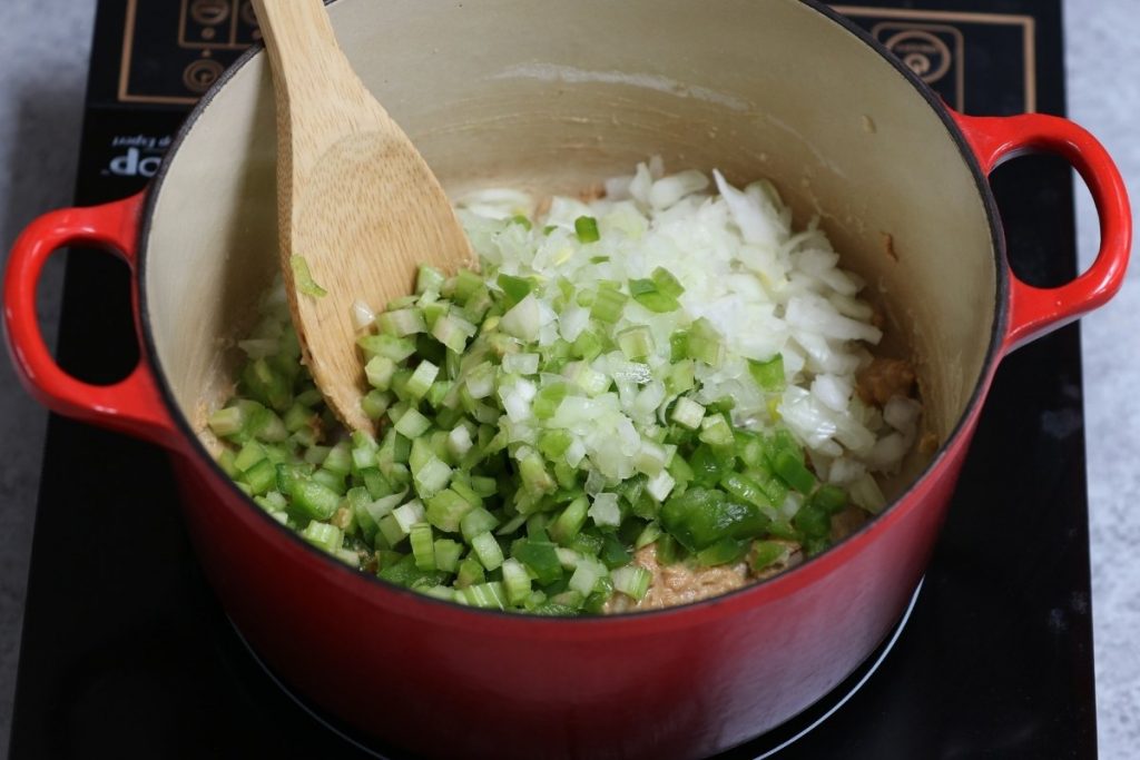 Crawfish Etouffee recipe step 2: cooking the veggies
