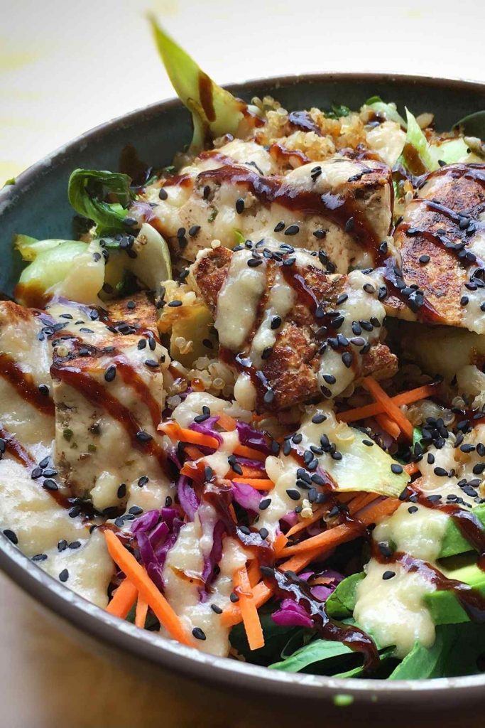 BBQ Chicken Bowls with Grilled Veggies & Sweet Potatoes