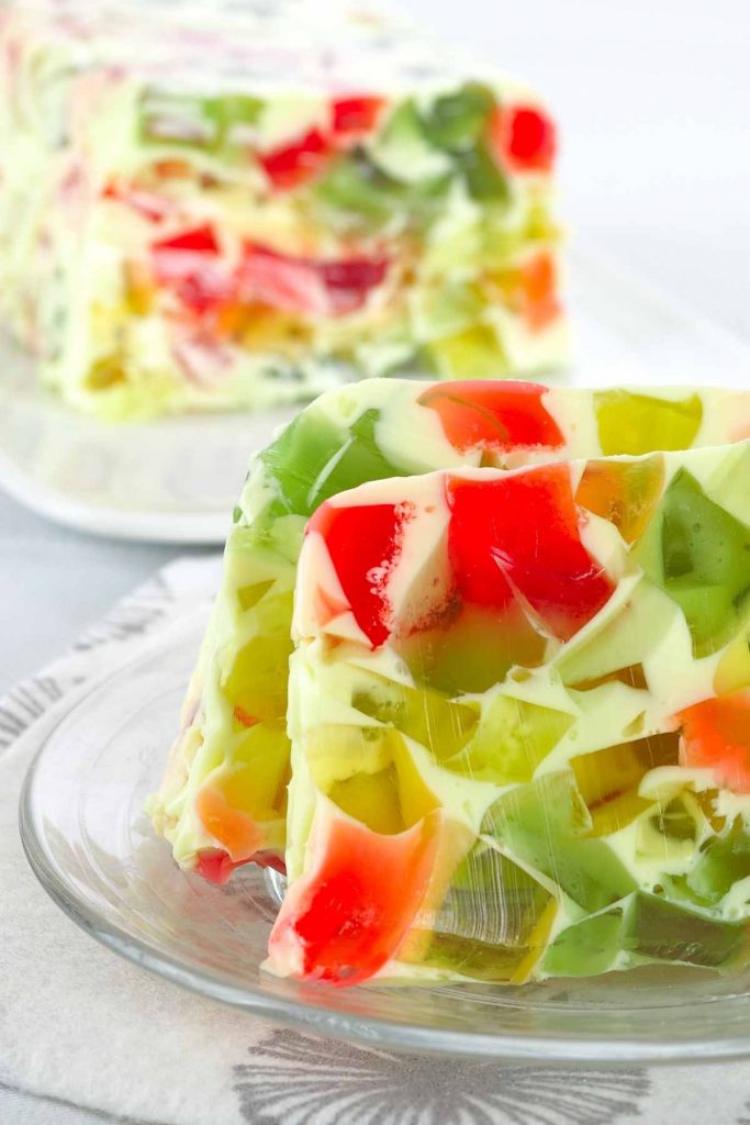Cathedral Window Gelatin (Stained Glass Jello Cake)