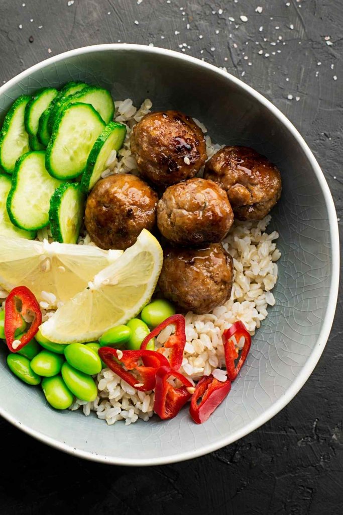 Chicken Meatball Rice Bowls