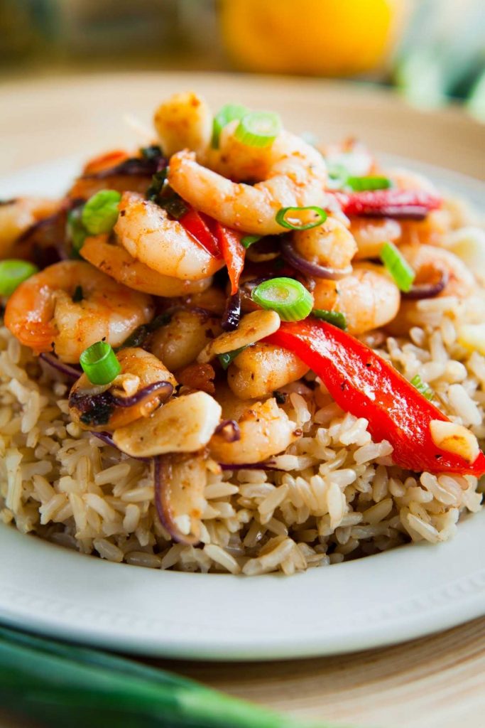 Dirty Brown Rice with Shrimp