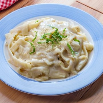 This white wine sauce is delicious served over pasta. It’s full of flavor and is also easy to make!