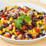 This bright and colorful Black Bean and Corn Salsa is also vegan-friendly! In addition to black beans and corn, it features jalapeno, red onion, cilantro, and seasonings.