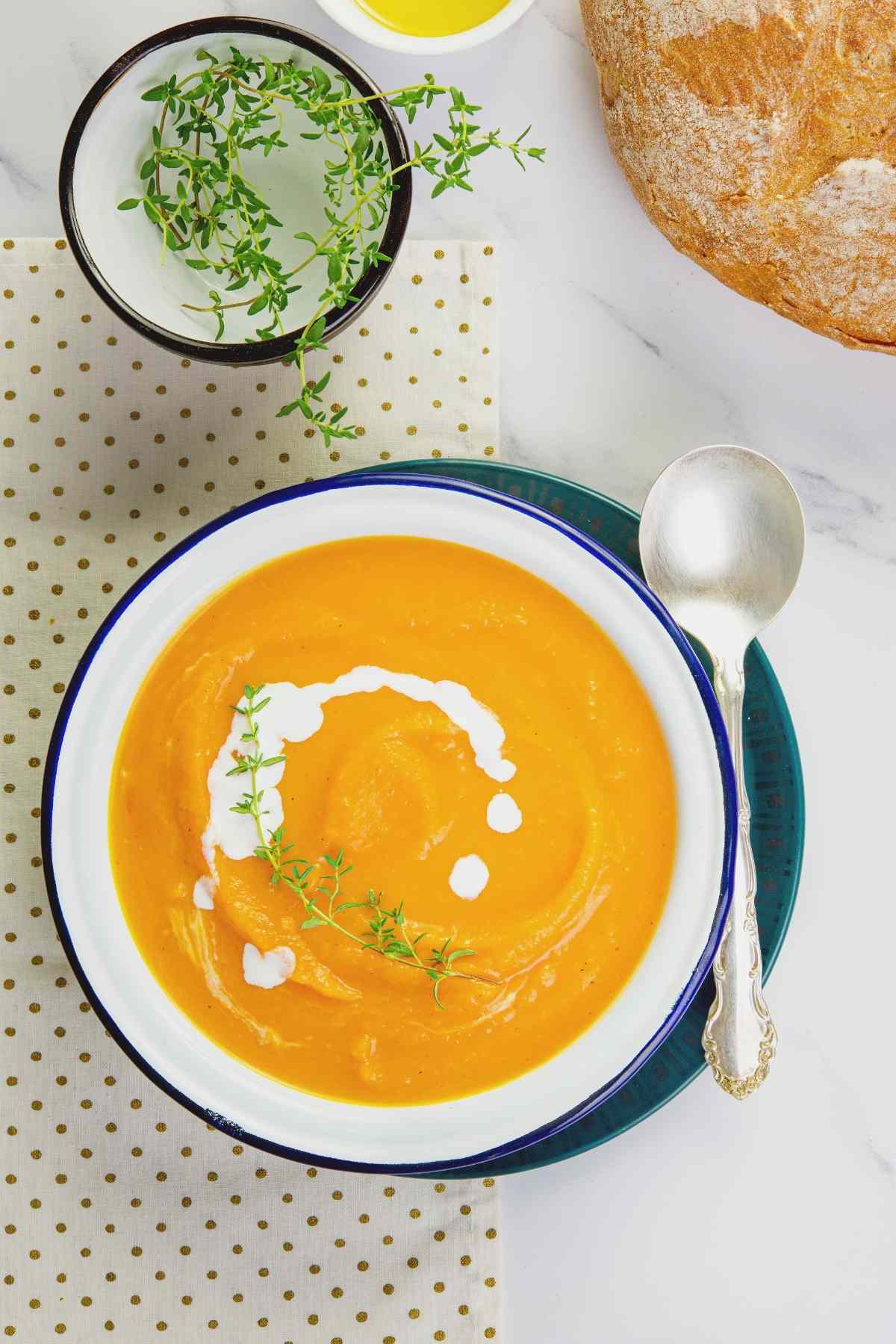 This Yellow Squash Soup is loaded with delicious flavor. It features yellow summer squash, potato, onion, garlic, canned coconut milk, and fresh thyme.