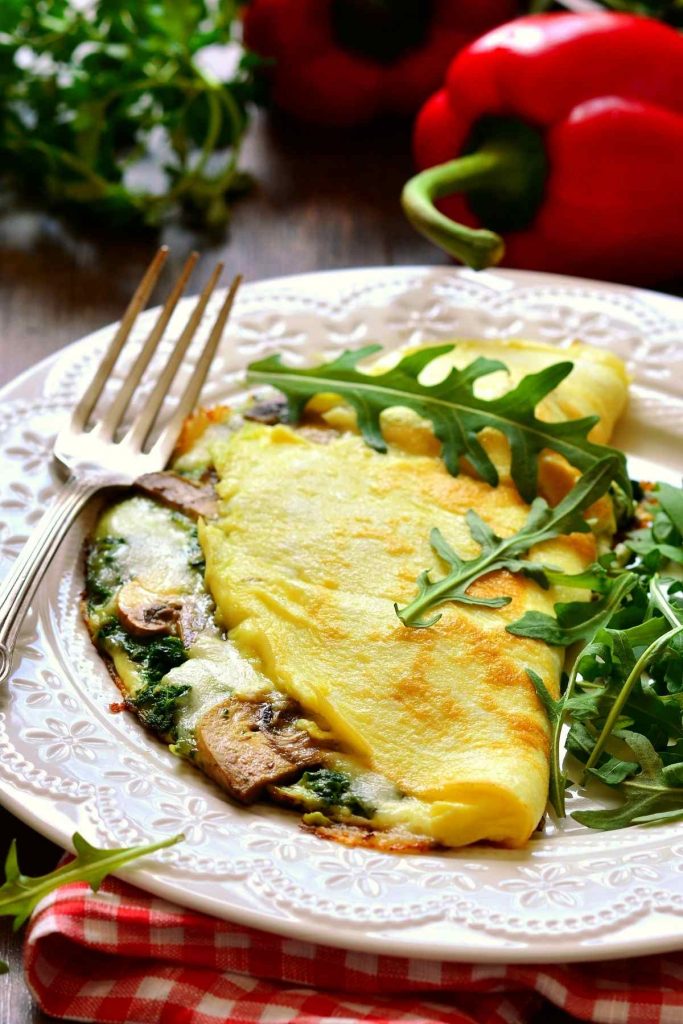 Cheesy Mushroom and Spinach Omelet
