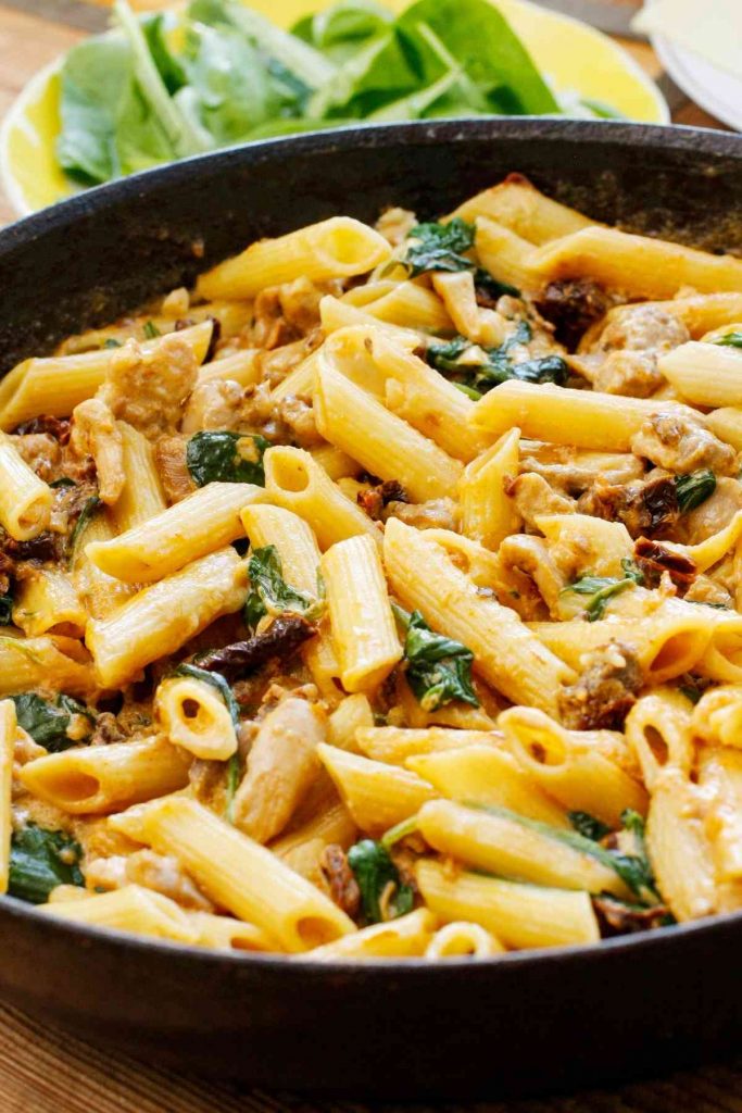 Chicken and Spinach Skillet Pasta