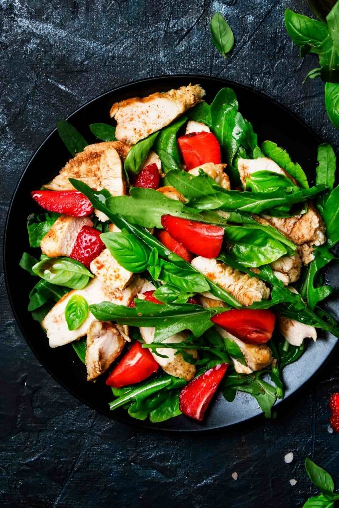 Grilled Chicken Strawberry Spinach Salad