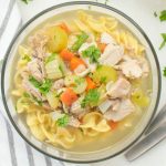 Save the turkey carcass from your Thanksgiving dinner and transform it into a delicious soup! This Leftover Turkey soup is perfectly seasoned and full of flavor. It features veggies, noodles, and a savory broth.