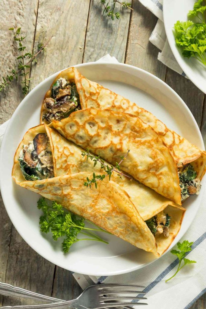 Portobello Mushroom and Chickpea Crepes