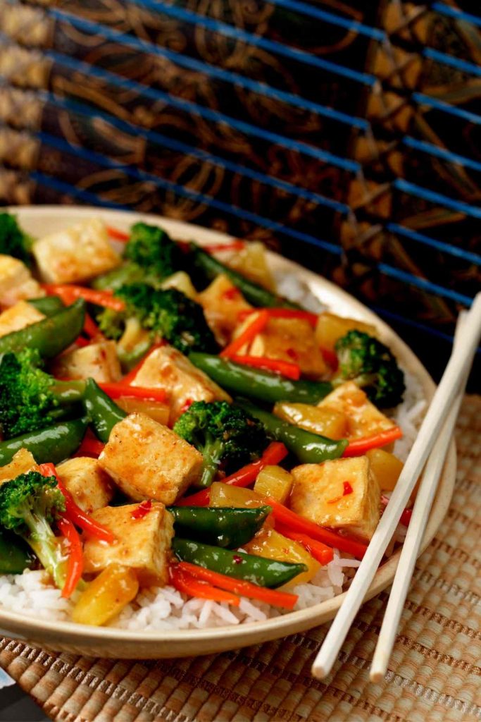 Tofu Stir-Fry with Vegetables in a Soy Sesame Sauce