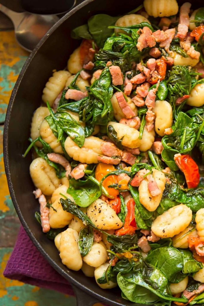 Gnocchi With Sauteed Spinach And Crispy Pancetta