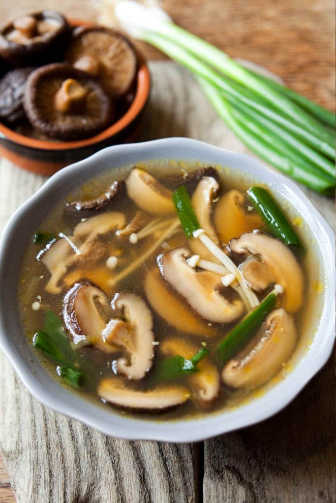 Japanese Enoki And Shiitake Mushroom Soup