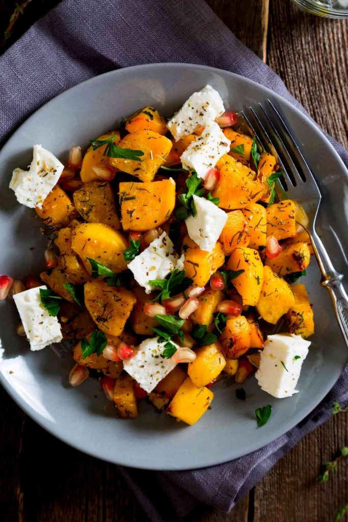 Roasted Sweet Potato With Feta Cheese