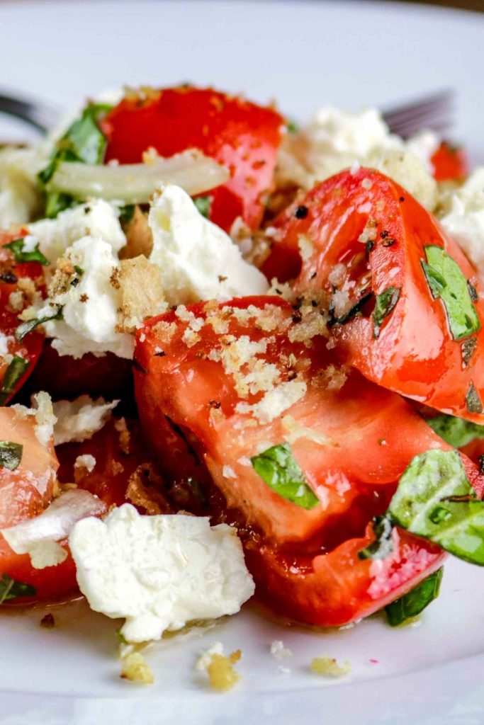 Tomato, Basil And Feta Salad With A Balsamic Dressing