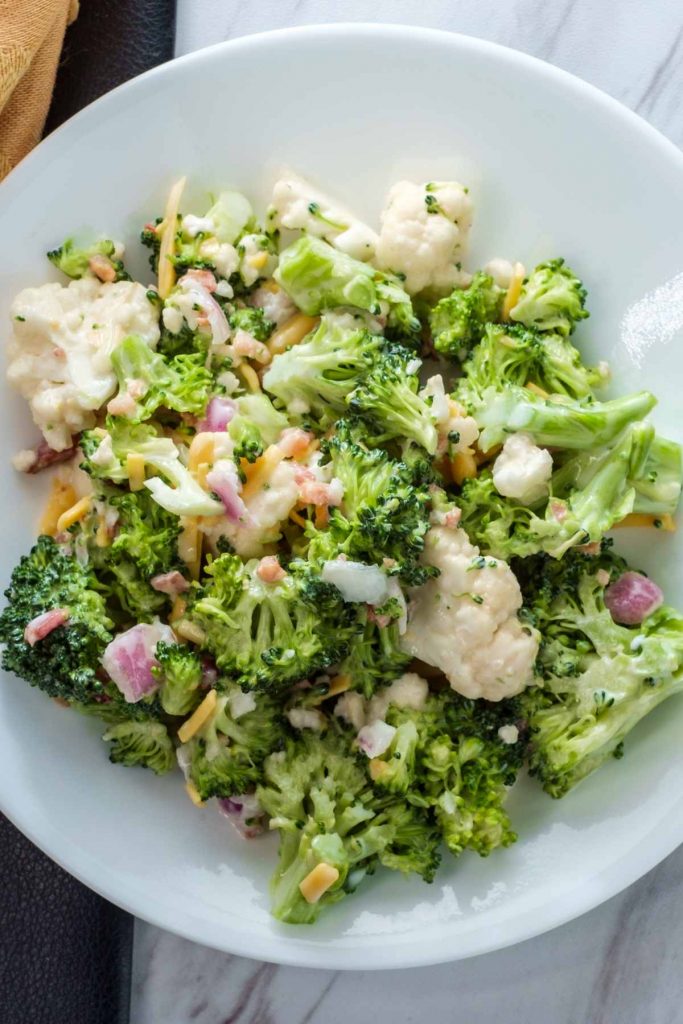 Loaded Keto Broccoli Cauliflower Salad