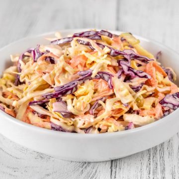 This is the perfect summer BBQ side dish you’ll love to bring along or serve. With a taste of the south, this creamy coleslaw is quick and easy to prepare and makes the perfect accompaniment to any barbecue meal.