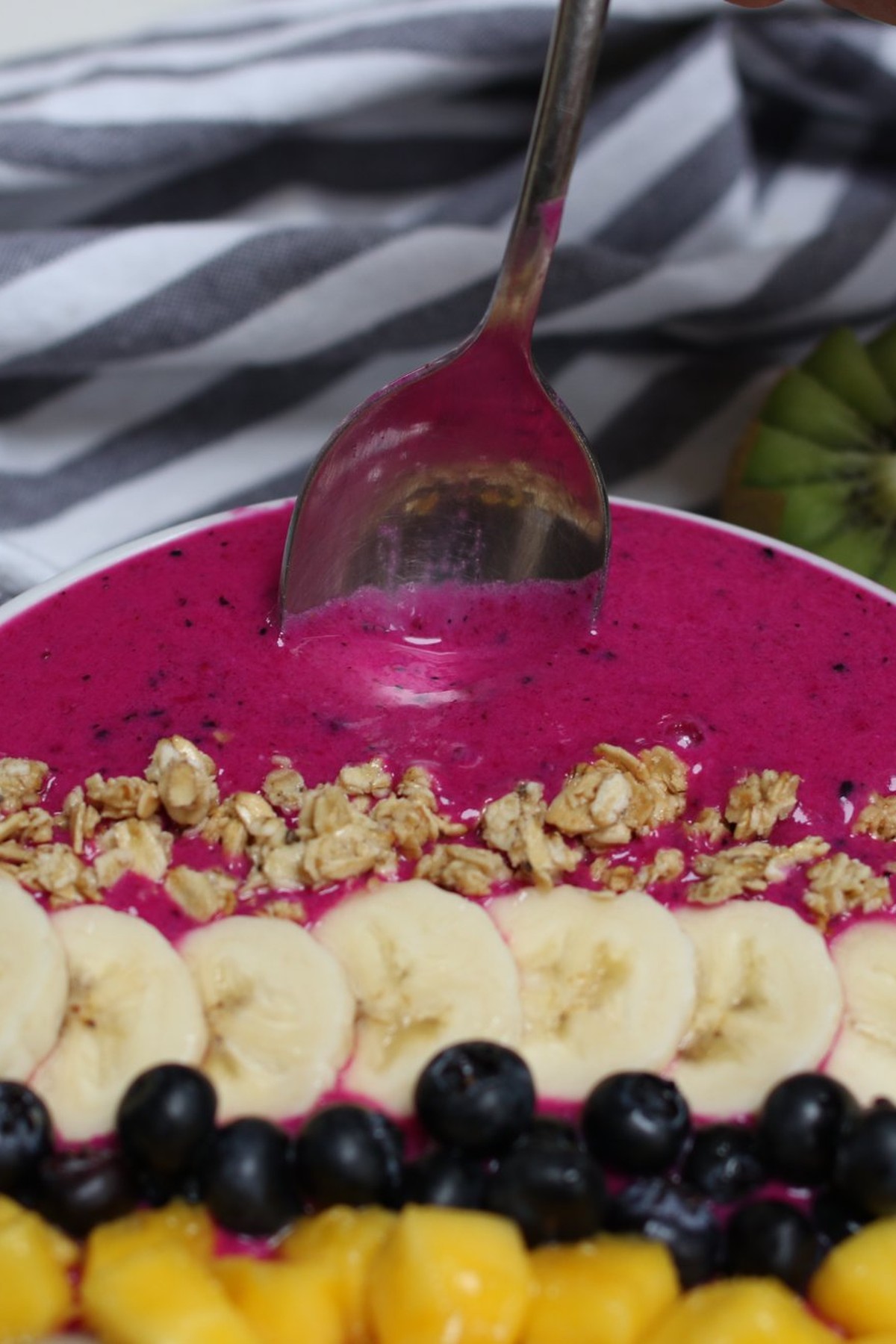Spoons in the dragon smoothie bowl