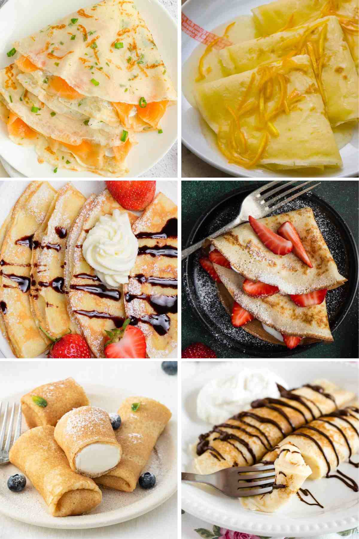 Below you will find 31 of the Best Crepe Filling Ideas for breakfast, lunch and dinner! Plus, if you like them on the sweeter side, there are dessert recipes too!