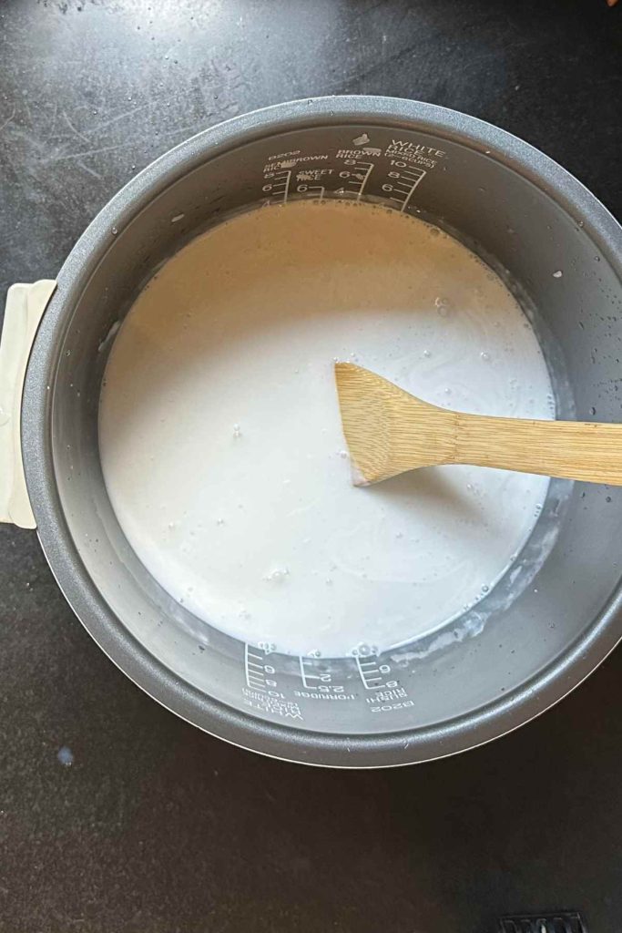 Add other ingredients into the rice cooker